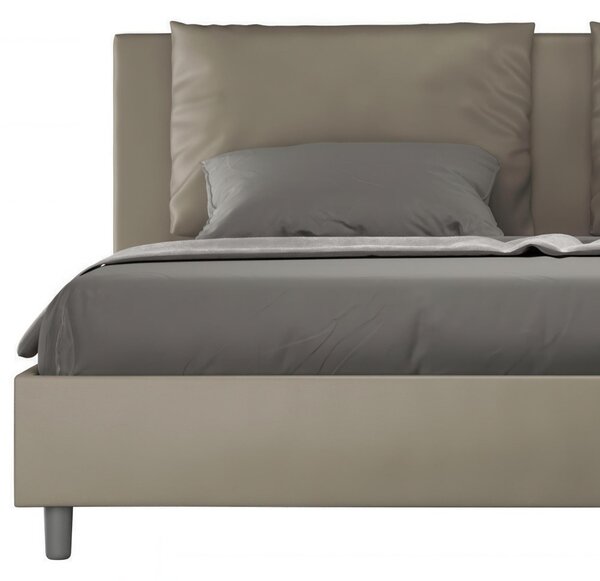 Letto matrimoniale ANTEA king size con giroletto imbottito Similpelle, dimensioni 180x190 cm testata liscia con l�ampia cuscinatura colore Cappuccino