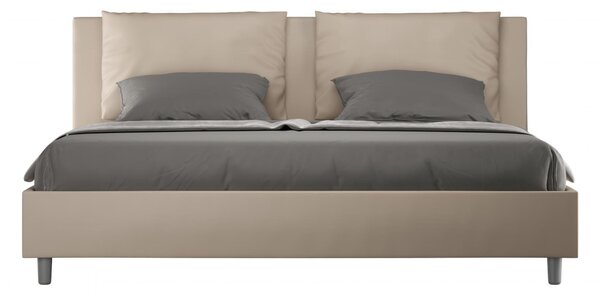 Letto matrimoniale ANTEA king size con giroletto imbottito Similpelle, dimensioni 180x190 cm testata liscia con l�ampia cuscinatura colore Tortora