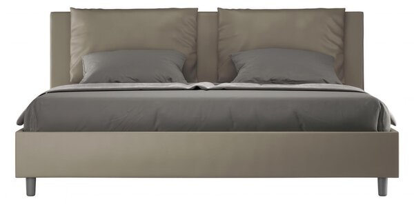 Letto matrimoniale ANTEA king size con giroletto imbottito Similpelle, dimensioni 180x190 cm testata liscia con l�ampia cuscinatura colore Cappuccino