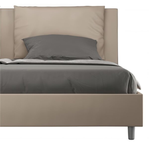 Letto matrimoniale ANTEA king size con giroletto imbottito Similpelle, dimensioni 180x190 cm testata liscia con l�ampia cuscinatura colore Tortora