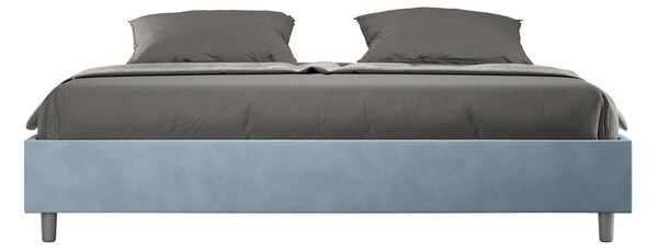 Letto matrimoniale AZELIA king size con giroletto imbottito, rivestimento in Microfibra dimensioni 180x190 cm Senza Testiera colore Azzurro
