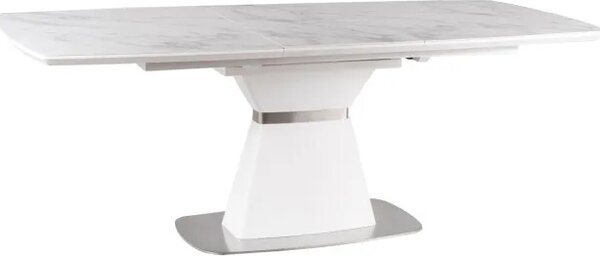 Tavolo da pranzo pieghevole GLEB - 160x90, marmo bianco / bianco opaco