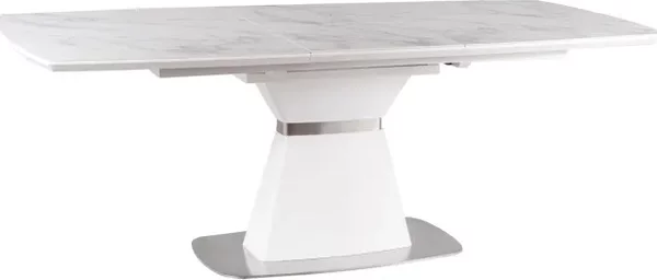 Tavolo da pranzo pieghevole GLEB - 160x90, marmo bianco / bianco opaco