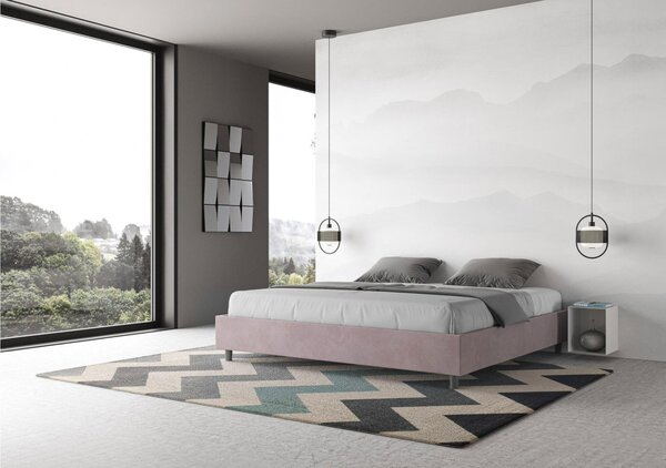 Letto matrimoniale AZELIA king size con giroletto imbottito, rivestimento in Microfibra dimensioni 180x190 cm Senza Testiera colore Glicine