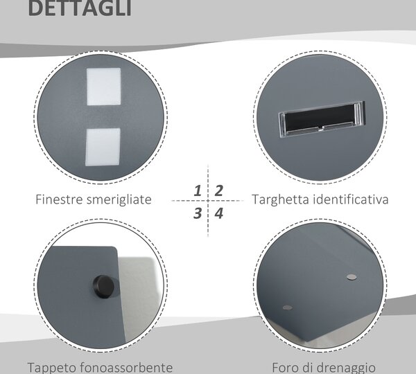 HOMCOM Cassetta Postale Ricurva in Acciaio Zincato con 3 Fessure e 2 Chiavi di Sicurezza 45x10x32 cm, Grigio|Aosom