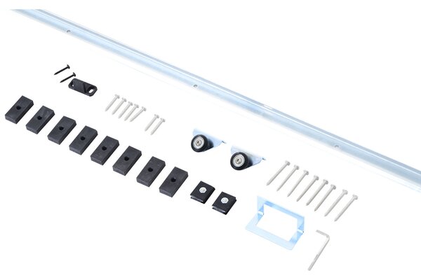 HOMCOM Kit Porta Scorrevole in Metallo con Utensili, Rulli, Guida, Blocchi e Chiave Esagonale, 186x2.5x3.77 cm|Aosom