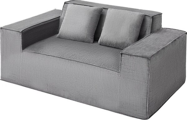 Divano a due posti con seduta d'amore (larghezza 160 cm), moderno divanetto in velluto a coste con molle tascabili e morbido cuscino - Perfetto per camera da letto, ufficio, casa - Non è necessario il montaggio, grigio