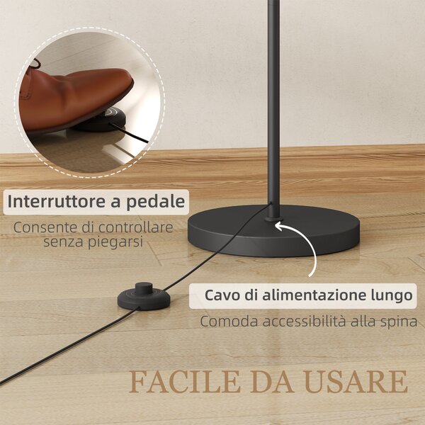 HOMCOM Lampada da Terra LED Dimmerabile con Telecomando, 11 Temperature e 11 Luminosità, Timer 60 Minuti, Nero | Aosom Italy