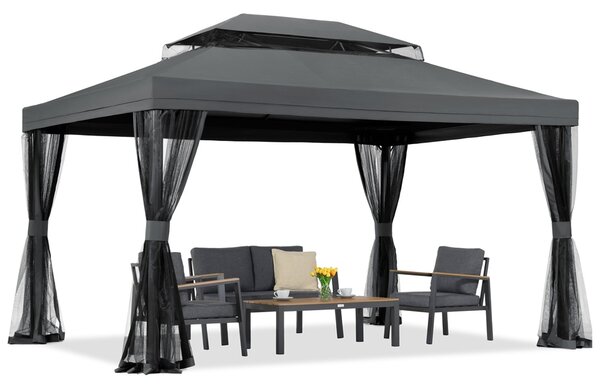 Padiglione da giardino antracite con zanzariera Valencia 3x4 m Garden Point