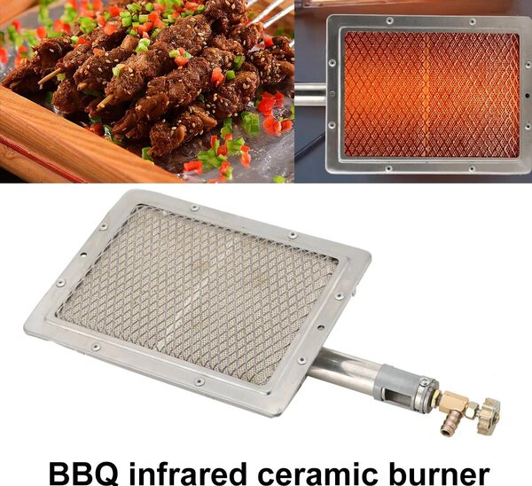 Bruciatore a gas a infrarossi per barbecue - Bruciatore laterale in Vetroceramica - Barbecue a gas - 22 x 17 cm