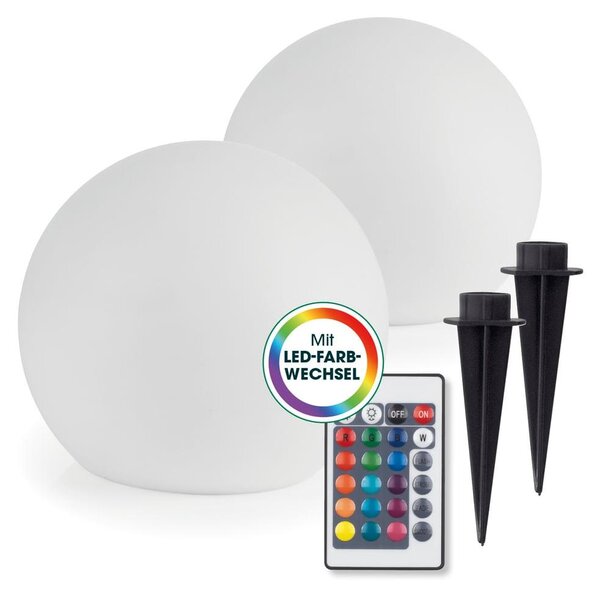 Lampada solare EASYmaxx a sfera da 40 cm, 2 lampade solari, lampada solare a LED con 5 modalità