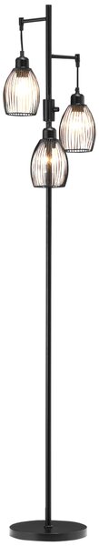HOMCOM Lampada da Terra Industriale con 3 Paralumi e Intensità Regolabile, in Acciaio, 30x30x170.5 cm, Nero | Aosom Italy