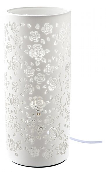 Lampada da tavolo Gilde, design floreale, porcellana, bianca, confezione da 1, altezza 27 cm, diametro 12 cm. Codice prodotto: 32013. Codice EAN: 4009079320138