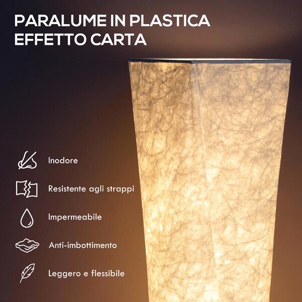 HOMCOM Lampada da Terra Moderna con Interruttore a Pedale, in Acciaio e Tessuto, 25x25x129 cm, Bianco e Argento | Aosom Italy