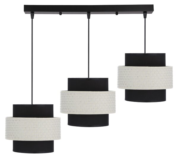 Lampada moderna a sospensione sopra il tavolo da pranzo BENTA - 3xE27, 40W, nero / crema