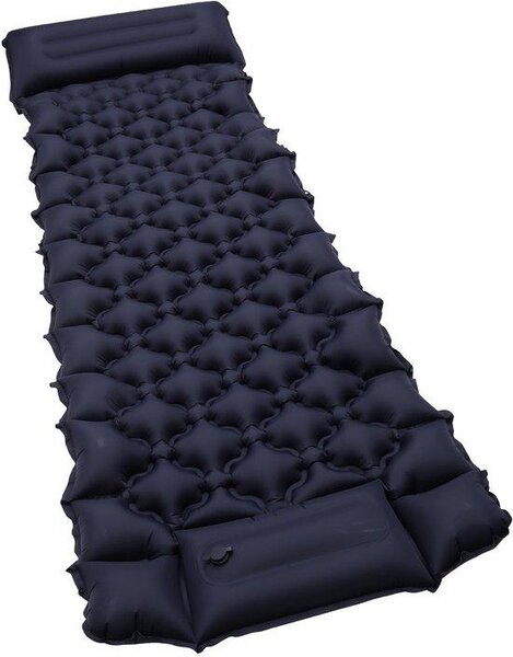Letto singolo Inflate-X1 – Materasso gonfiabile ultraleggero da campeggio – Compatto e impermeabile – Blu scuro – Kit di emergenza