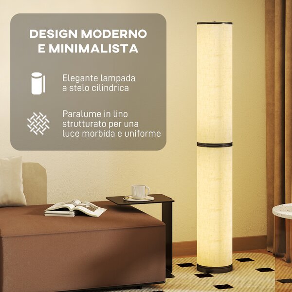 HOMCOM Lampada da Terra con Telecomando e Regolazione Temperatura 3000-6000K, Paralume in Tessuto, Ø20x135 cm, Beige | Aosom Italy