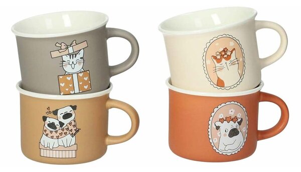Set di 4 tazze in porcellana da 16 ml Cani e Gatti - Brandani