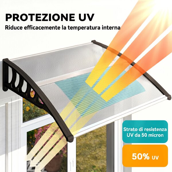 Outsunny Tettoia da Esterno in Policarbonato per Porte e Finestre, 103x96.5x27cm, Trasparente | Aosom Italy