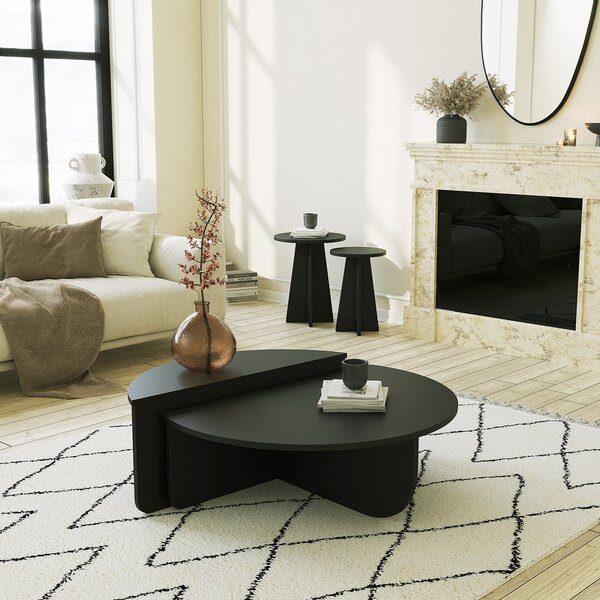 Skye Decor, Podio - Nero, Couchtische, Schwarz, 90 x 30 x 60 cm