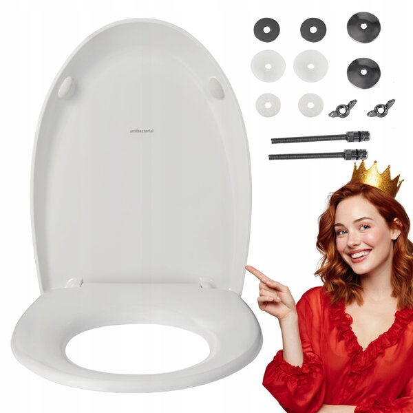 Sedile WC - Sedile per WC - per Cersanit Venezia - Bianco - 44x36 cm - Antibatterico - Duroplast - Coperchio per WC