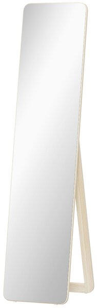 HOMCOM Specchio da Terra e da Parete con Struttura in Legno e Supporto Pieghevole, 37x43x156cm, Color Legno | Aosom Italy