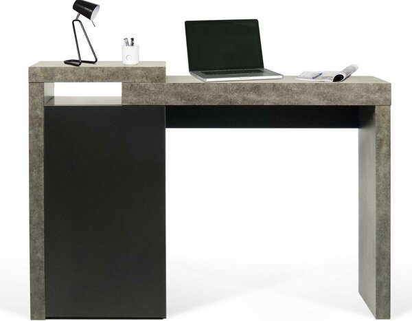 Calcestruzzo per ufficio e laccato nero, 82 x 35 x 119