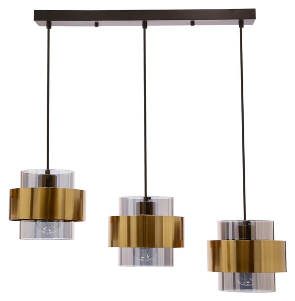Moderna lampada a sospensione sopra il tavolo da pranzo SPIEGA - 3xE27, 60W, nero / ottone