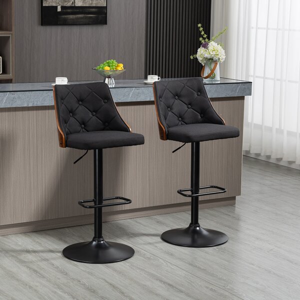 HOMCOM Set 2 Sgabelli Girevoli da Cucina e Bar, Moderni ad Altezza Regolabile in Tessuto Traspirante, 47.5x50x93.5-116 cm|Aosom Italy