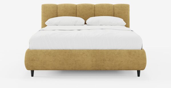 ARKAM letto imbottito con vano contenitore e testiera a lavorazione ve