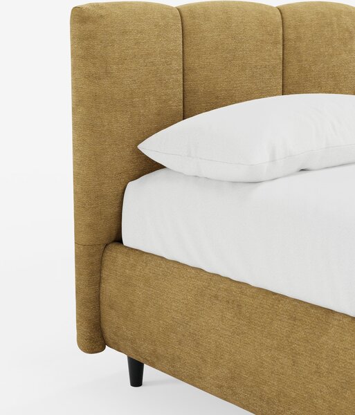 ARKAM letto imbottito con vano contenitore e testiera a lavorazione ve