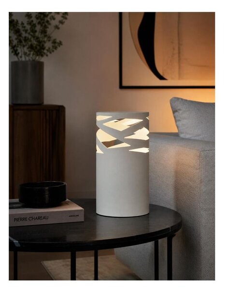 CHIMERA LUMETTO CILINDRO H25 CM IN METALLO BIANCO TRAFORATO CON LAMPADINA ATTACCO E27 DESIGN MODERNO