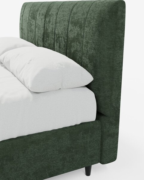 ONYX letto imbottito con vano contenitore e testiera verticale in tess