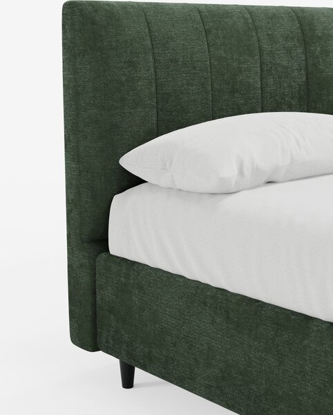 ONYX letto imbottito con vano contenitore e testiera verticale in tess