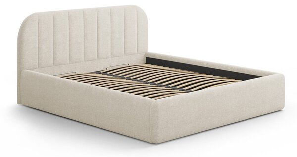 Letto matrimoniale imbottito color crema con contenitore con rete inclusa 160x200 cm Juno – Windsor & Co Sofas