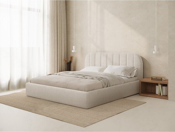 Letto matrimoniale imbottito color crema con contenitore con rete inclusa 160x200 cm Juno – Windsor & Co Sofas