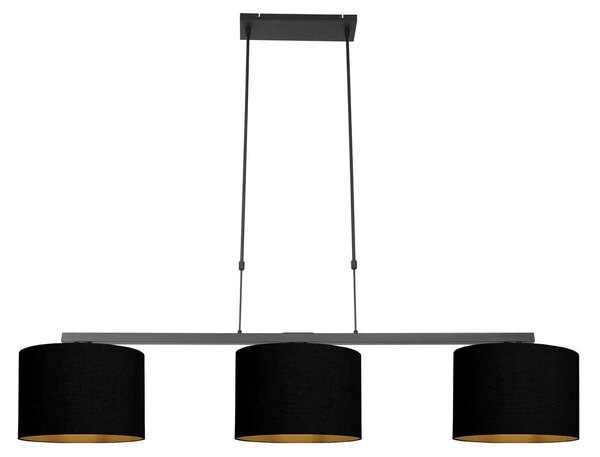 Lampada a sospensione - nero - Stang - metallo tessile - grande lampada da tavolo da pranzo - E27 - 3981ZW - Steinhauer