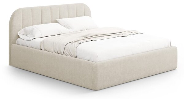 Letto matrimoniale imbottito color crema con contenitore con rete inclusa 160x200 cm Juno – Windsor & Co Sofas
