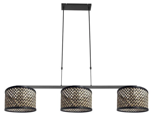 Lampada a sospensione - nero - Stang - bambù metallo - grande lampada da tavolo da pranzo - E27 - 3743ZW - Steinhauer