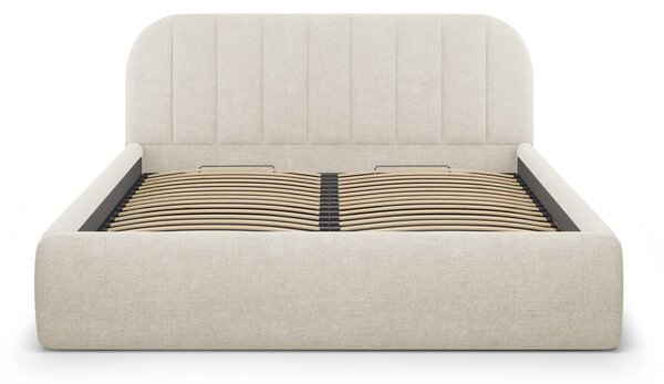 Letto matrimoniale imbottito color crema con contenitore con rete inclusa 160x200 cm Juno – Windsor & Co Sofas