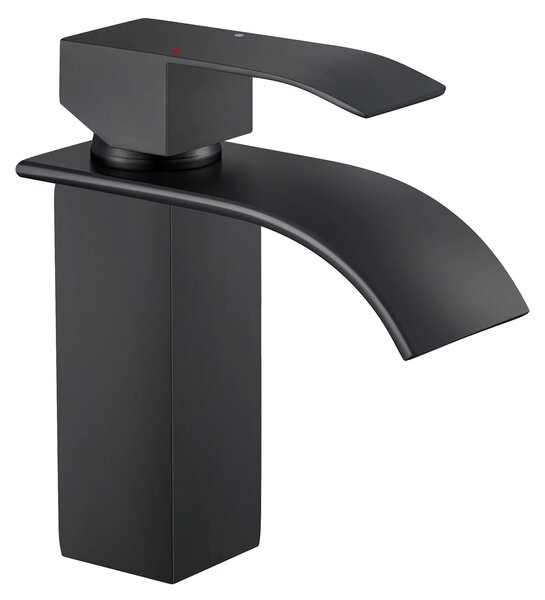 Miscelatore per lavabo, bocca a cascata ultra-larga, acciaio inossidabile resistente, nero, G3/8