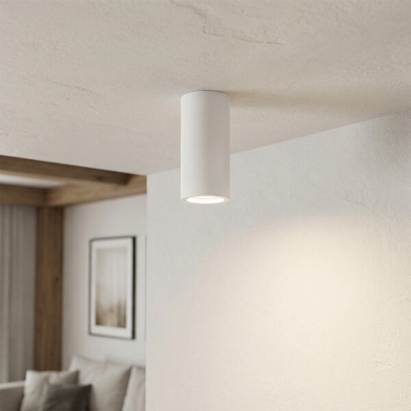 Plafoniera LED Ø70 x 140mm GU10 in Gesso Pitturabile Cilindrica