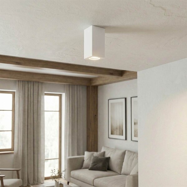 Plafoniera Quadrata 70x70mm h140mm GU10 in Gesso Pitturabile