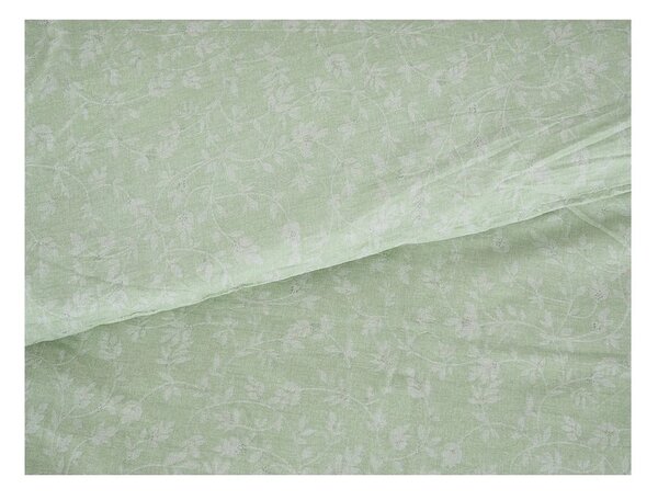 Set copripiumino e federa verde in crêpe per letto singolo 140x200 cm Green Flowers – B.E.S