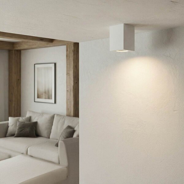 Plafoniera Quadrata 70x70mm h110mm GU10 in Gesso Pitturabile