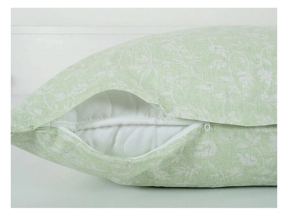 Set copripiumino e federa verde in crêpe per letto singolo 140x200 cm Green Flowers – B.E.S