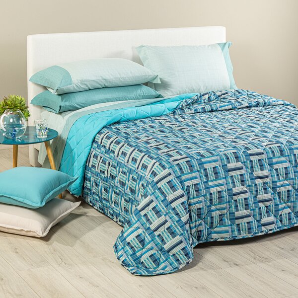 Copriletto Primaverile SINGOLO Otis BLU Microfibra Caleffi