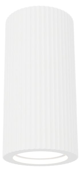 Plafoniera Cilindrica Ø70x140mm GU10 in Gesso Rigato Pitturabile