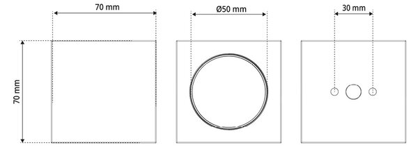 Plafoniera Quadrata 70x70mm h70mm GU10 in Gesso Pitturabile