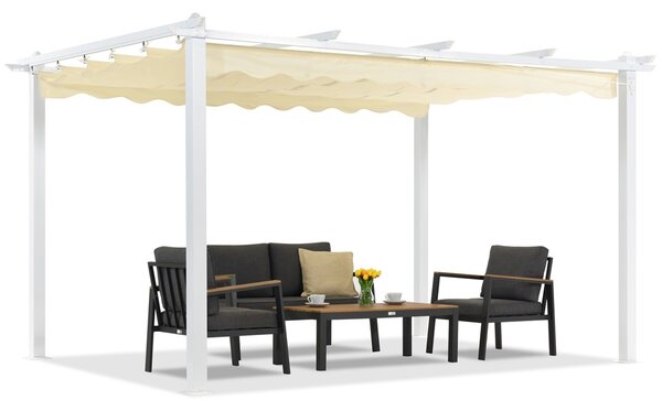 Pergola da terrazzo Barbados 3x4 m Garden Point bianco e beige